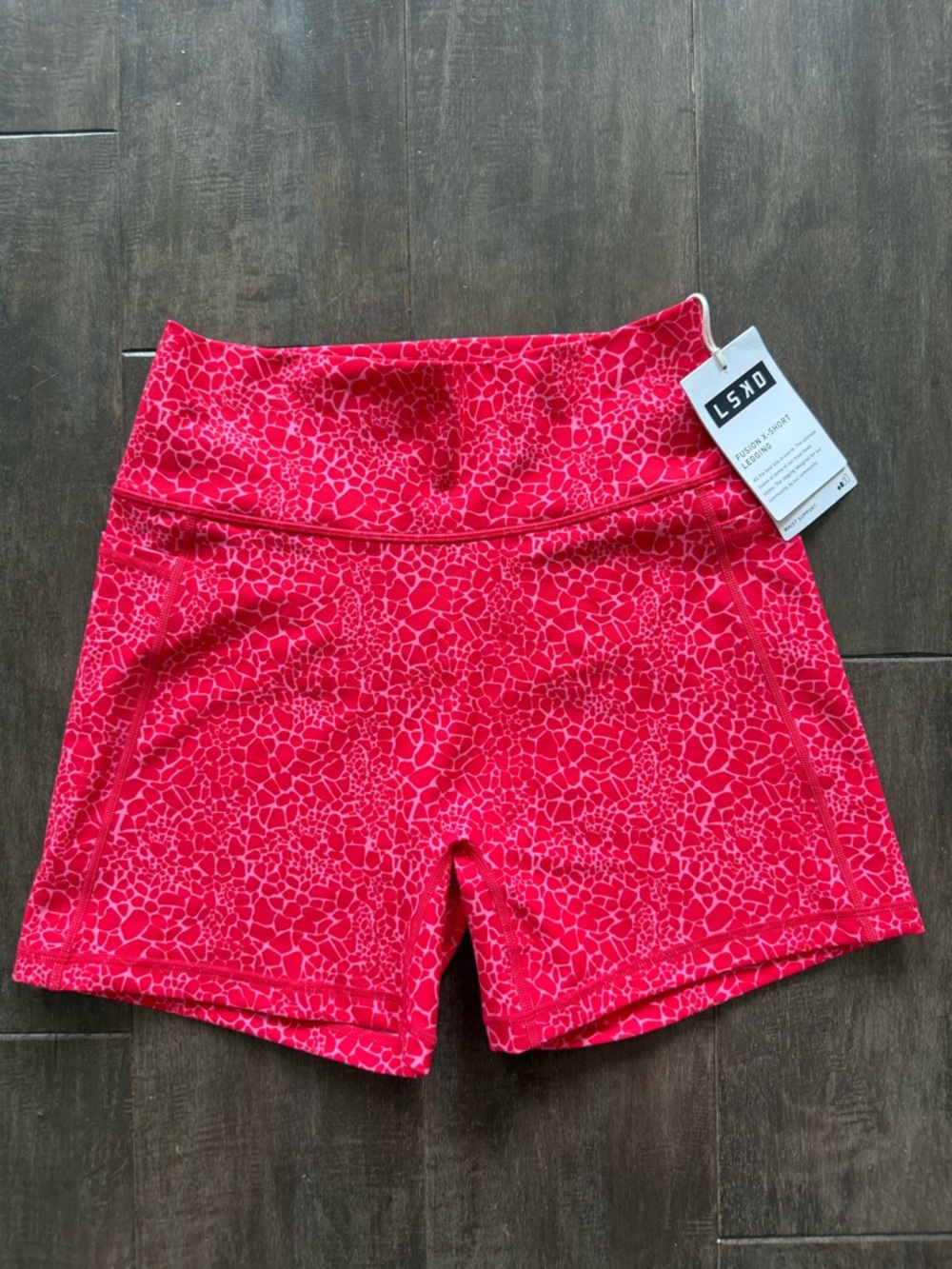 LKSD NWT Fusion X-Short Pink Vitality Biker Shorts Side Phone Pockets Sz M